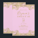 Rosa & goldene Shine Lace Elegant Sweet 16 Party Einladung<br><div class="desc">Anpassen für jedes Ereignis</div>