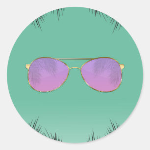 Rosa & Goldene Sonnenbrille Teal Sommer Sweet 16 P Runder Aufkleber