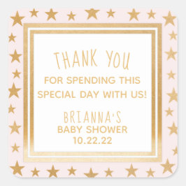 Rosa goldene Sterne Babydusche Günstige Aufkleber