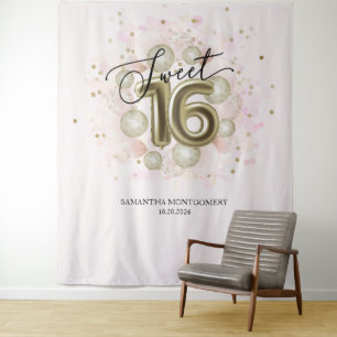 Rosa Goldene Sweet 16 Kulisse Wandteppich