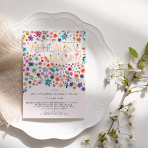 Rosa Goldene Typografie Boho Florale Hochzeitsprob Einladung