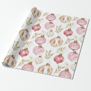 Rosa Goldene Weihnachts Vintage Ornamente Geschenkpapier
