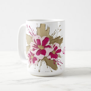 Rosa-goldener Blumengebüschausspritzer Kaffeetasse