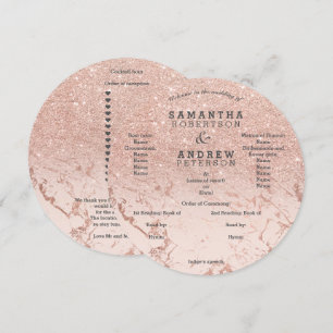 Rosa goldener Marmor Glitter Ombre Hochzeitsprogra Einladung