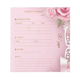 Rosa goldener Pastell-Aquarell-Fitness-Planer  Notizblock