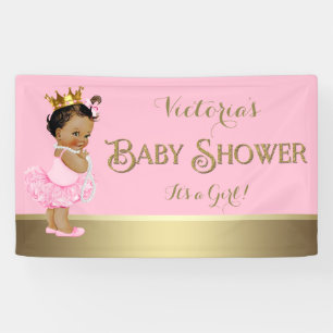 Rosa goldenes Ballerina-Tutu-Perlen-Baby-Party Banner