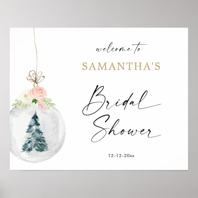 Rosa goldenes Brautparty Begrüßungszeichen Poster (Vorne)