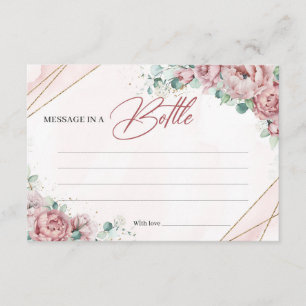 Rosa goldenes Eukalyptus Botschaft in einer Flasch Begleitkarte