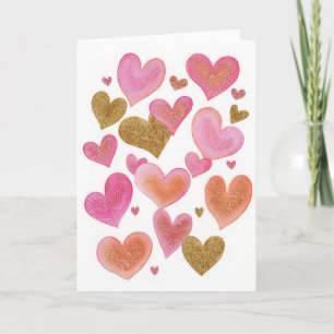 Rosa goldenes Herzdesign Valentinstagskarte  Karte