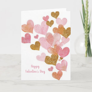 Rosa goldenes Herzdesign Valentinstagskarte  Karte