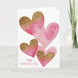 Rosa goldenes Herzdesign Valentinstagskarte Karte