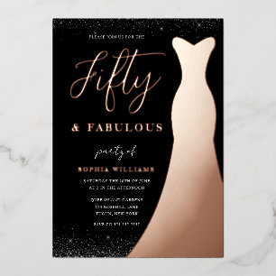 Rosa Goldenes Kleid Fifty & Fabulous 50. Geburtsta Folieneinladung