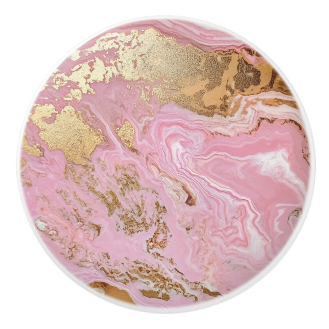 Rosa goldenes Marmormuster Keramikknauf (Vorderseite)