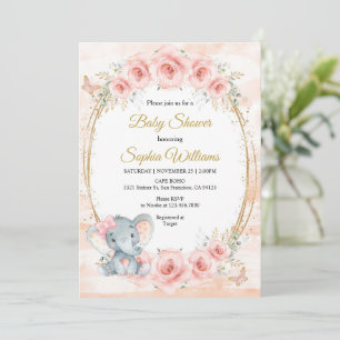 Rosa goldfarbene Bläserndusche Einladung