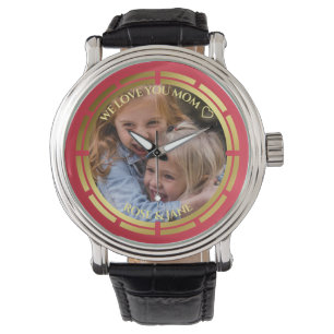 Rosa goldfarbene Rahmen-Liebe-Bildvorlage Armbanduhr