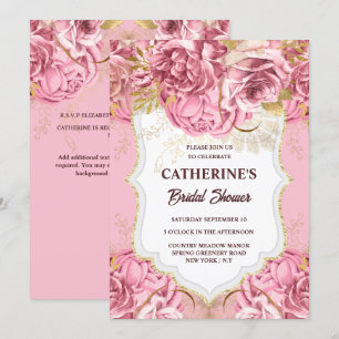 Rosa goldfarbene Rose Blume tropisches Party Einladung