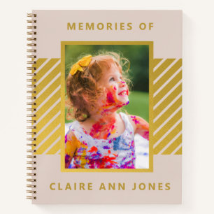 Rosa goldfarbene Streifen unterer Speicher Notizbuch