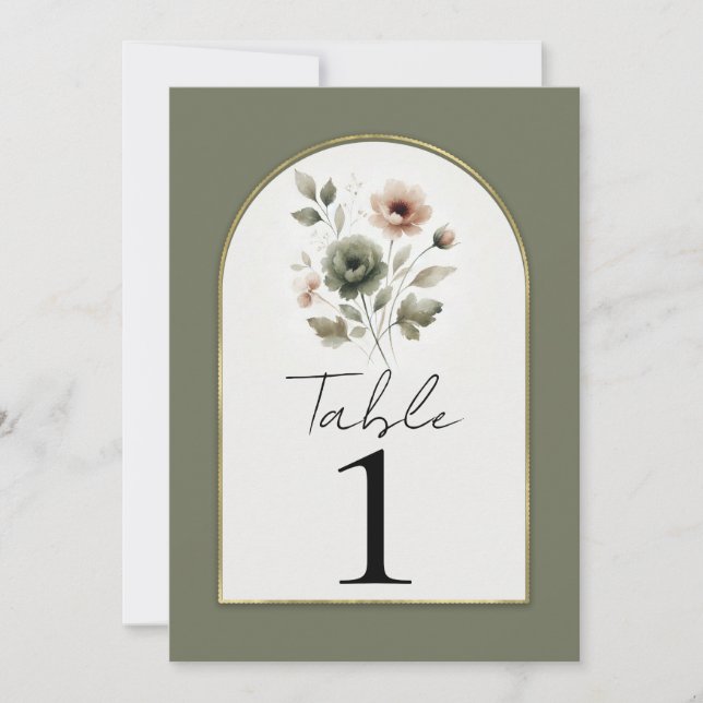 Rosa Goldfarbener Blumentisch Einladung (Vorderseite)