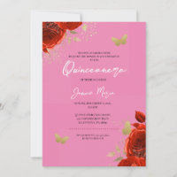 Rosa goldfarbener Schmetterling Elegantes Quinceañ