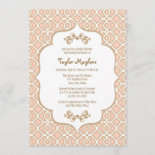 Rosa-goldfarbenes marokkanisches Brautparty - Einl Einladung