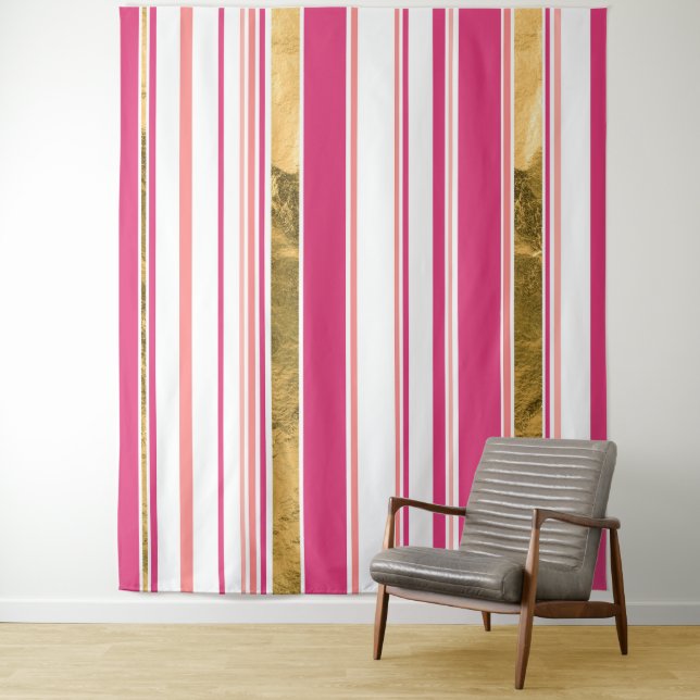 Rosa goldfarbenes vertikales Muster Wandteppich (Beispiel)