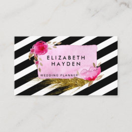 Rosa Goldfolie Florale Visitenkarte