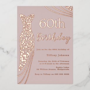 Rosa Goldfolie Kleid Pink Elegant 60. Geburtstag Folieneinladung