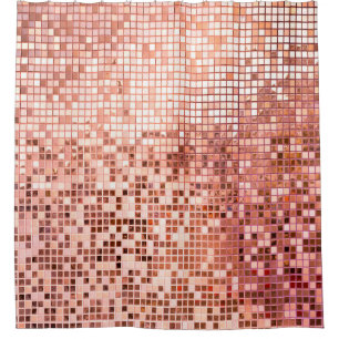 Rosa, goldgelb, viereckige Mosaikfliesen für Text Duschvorhang