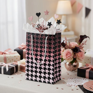 Rosa Goldglitter und schwarzes Hundezahnmuster Kleine Geschenktüte
