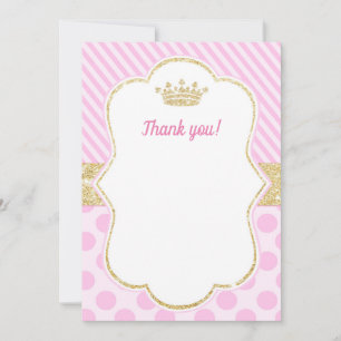 Rosa GoldGlitzer Prinzessin-Thank You Card Notes Dankeskarte
