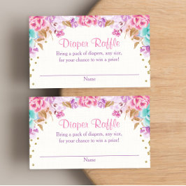 Rosa Goldgold lila aquamarine Blumenbilderverlosun Begleitkarte