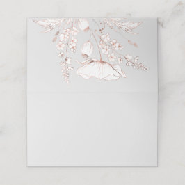 Rosa Goldhandgezogene Wildblumen Hochzeit Platzkarte