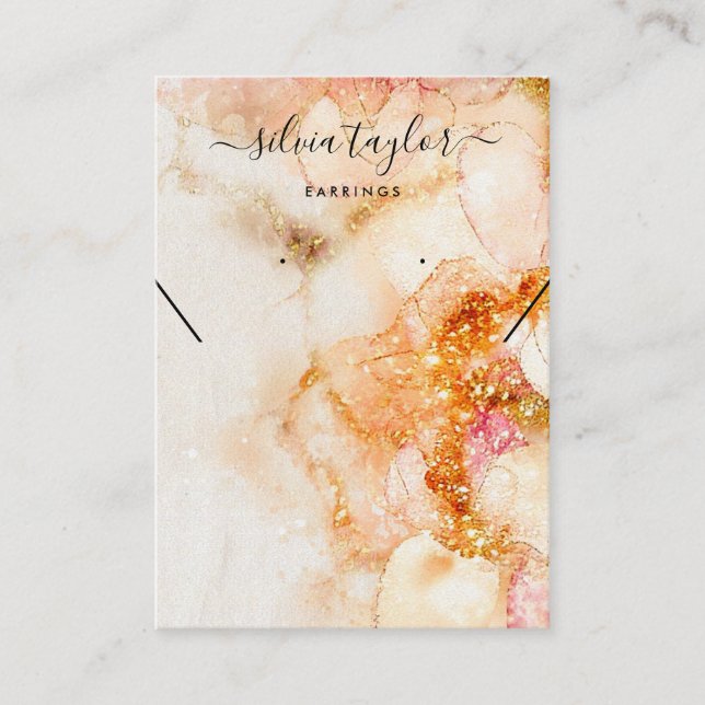 Rosa Goldkarte Earring Necklecklace Visitenkarte (Vorderseite)