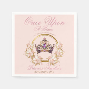 Rosa Goldkrone Prinzessin 1. Geburtstag Serviette