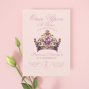 Rosa Goldkrone Prinzessin 5. Geburtstag Einladung