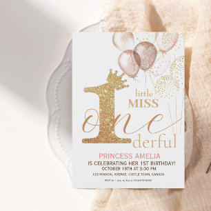 Rosa Goldkronprinzessin Erste Geburtstagsparty Einladung