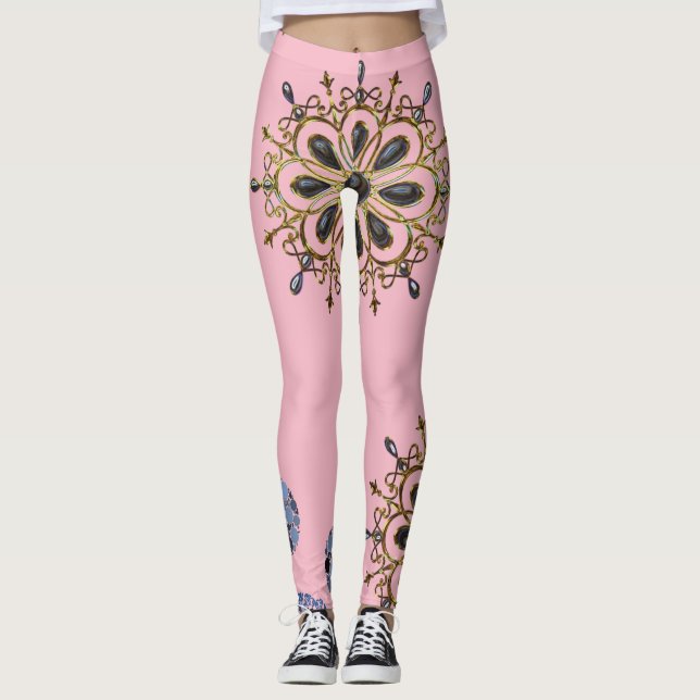 Rosa goldlange Leggings (Vorderseite)
