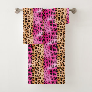 Rosa Goldleopard Badhandtuch Set