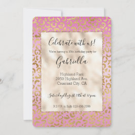 Rosa Goldleopard Einladung