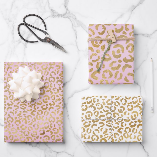 Rosa Goldleopard        Geschenkpapier Set (Vorderseite)