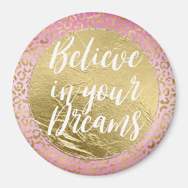 Rosa Goldleopard Magnet (Vorne)