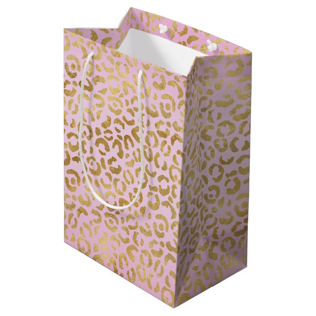 Rosa Goldleopard          Mittlere Geschenktüte (Rückseite Schrägansicht)