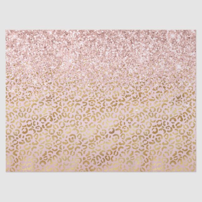 Rosa Goldleopard Print Blush Glitzer     Seidenpapier (Vorderseite)