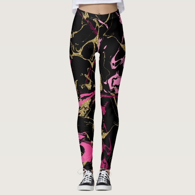 Rosa Goldmarmor Leggings (Vorderseite)