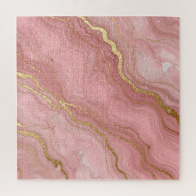 Rosa Goldmarmor Luxus Abstract Puzzle (Vertikal)