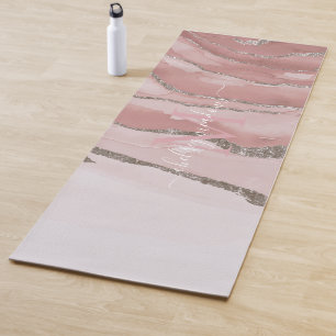 Rosa Goldmarmor-Monogramm-Kalligrafieschrift Name  Yogamatte