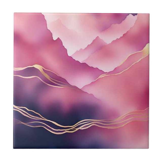 Rosa Goldmetall-Marmorstein Fliese (Vorderseite)