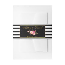 Rosa Goldmit blumenschwarzes Stripes Hochzeit