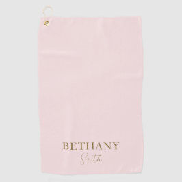 Rosa Goldname Golfhandtuch