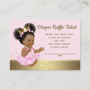 Rosa Goldprinzessin Diaper Raffle Tickets Begleitkarte